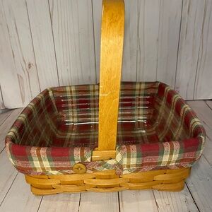 Longaberger Red Plaid Basket with Removable liner and plastic insert